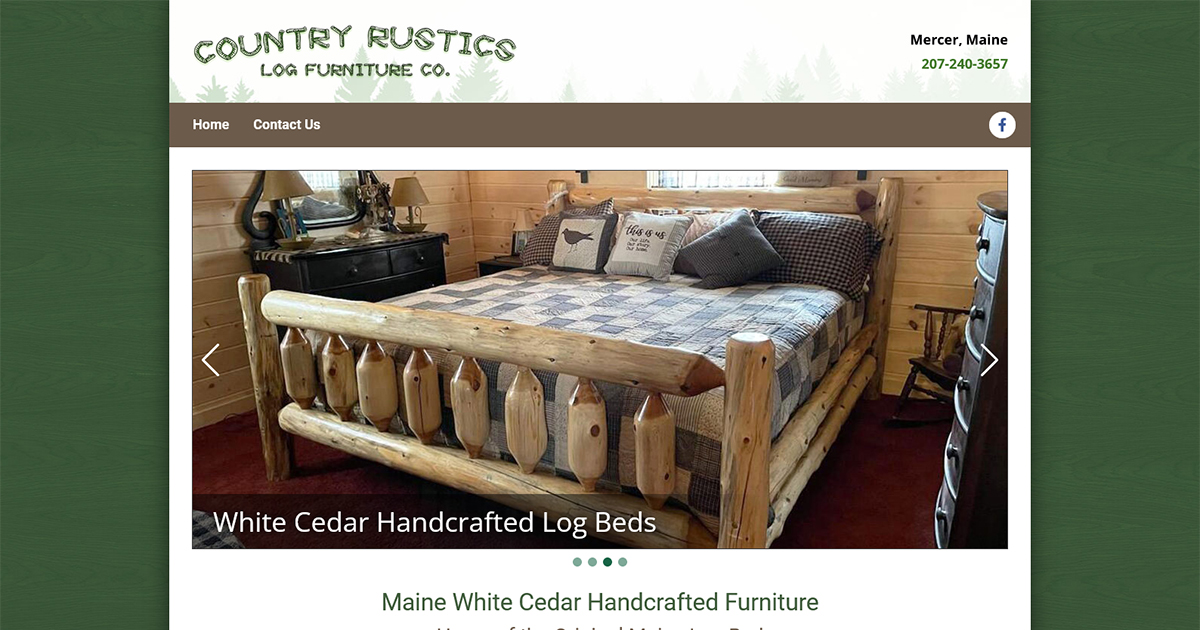 Country Rustics Log Furniture Co., Maine White Cedar Log Furniture